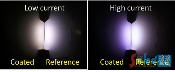 �������Ͳ��ϵ�LED(Coated)����ͨLED(Reference)